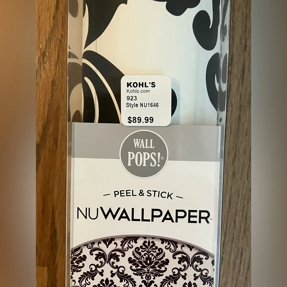 NEW!! NuWallpaper Wall Pops! Black & White Vinyl Peel & Stick Washable Wallpaper